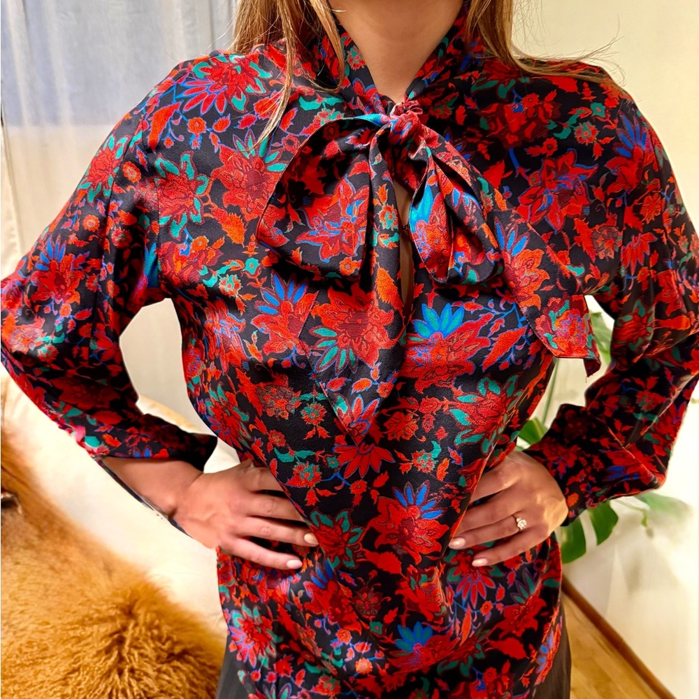 Rag & Bone Red and Blue Floral Top
